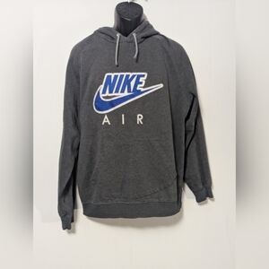 Men's Y2K Nike Air Gray Embroidered Silver Tag Hoodie Blue Swoosh Size Large